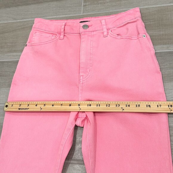 Wild Fable Highest Rise Extreme Flare Raw Hem Jeans in Pink Women's Size 6/28 - Picture 12 of 16